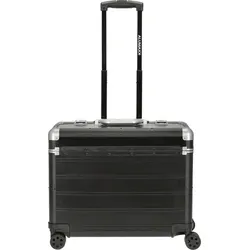 ALUMAXX Pilotenkoffer PANDORA - Aluminium schwarz 47x25x36 cm, funktional mit 12 Visitenkartenfächern und Laptopfach, ideal für Piloten