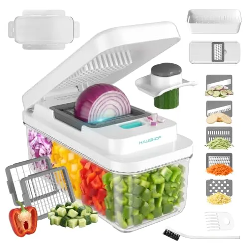 HAUSHOF Gemüseschneider 9-in-1 – Mandoline, Würfelschneider & Käsereibe