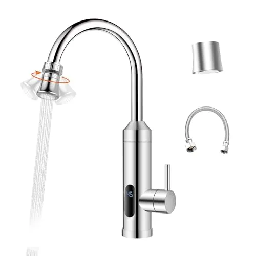 HOGART Elektrische Wasserhahn mit Durchlauferhitzer 230v für Küche, Garten, Bad, Wohwagen, Camping, Smart Heater, Armatur mit Sofortiger Warmwasserbereiter, Warmwasserhahn, Küchenarmatur, Wasserboiler