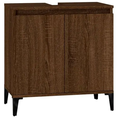 Waschbeckenunterschrank 58x33x60 cm aus Holzwerkstoff - Badmöbelset in elegantem Schwarz, bietet praktischen Stauraum und verleiht Ihrem Badezimmer einen modernen Look.