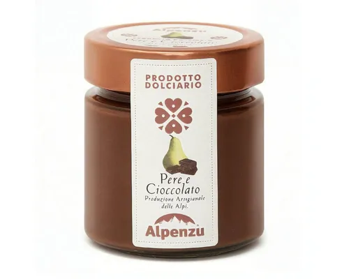 Alpenzu Fruchtaufstrich Aufstrich Birne und Schokolade, Prodotto Dolciario Pere e Cioccolato, 270 g, Ohne Konservierungsmittel und Farbstoffe.