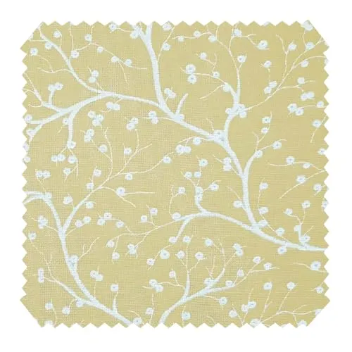 novely® HANAU TWIG - Dekostoff mit Blumen-Print - Robuster Möbelstoff - Pflegeleichte Meterware 1lfm | Farbe: 02 Senfgelb