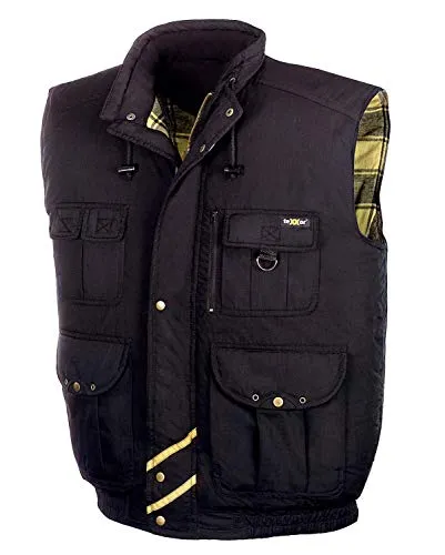 Weste TRONDHEIM 4258 - Schwarz, Größe 3XL - Modische Weste mit wärmender Wattierung und kontrastfarbigem Karo-Innenfutter, ideal für stilvolle Auftritte in der kalten Jahreszeit.