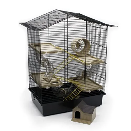 ZooPaul XXL Hamsterkäfig Nagerkäfig CH3 Zubehör Tunnelsystem Maus Hamster Käfig (schwarz beige)