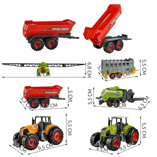 Kinder Spielzeug Farmer Set mit Traktor und Anhänger - Landwirtschaft Spielzeugset mit 6 Teilen, ideal für kreative Rollenspiele und fördert die Fantasie von Kindern im Alter von 3-16 Jahren.