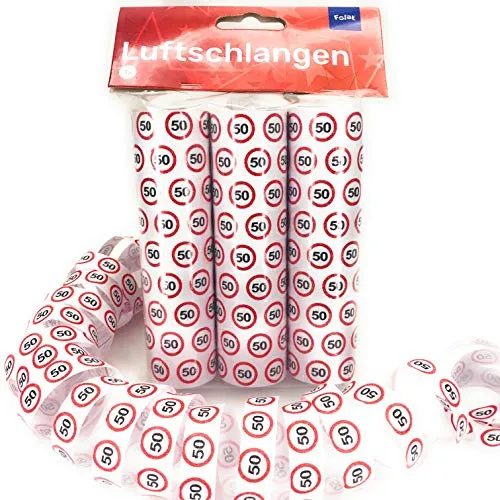 LUFTSCHLANGEN - 50 GEBURTSTAG - Party Deko Tischdeko Verkehrsschild Streamer 27