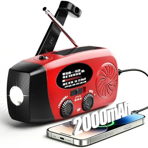 2000mAh Notfallradio mit Kurbel und Solar