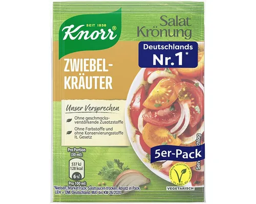Knorr Saucen, Knorr Salatkrönung Zwiebel Kräuter feines Dressing 5x 8g 5er