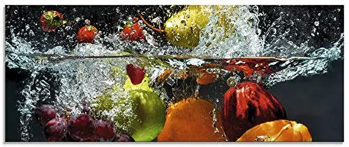 ARTland Wanddeko Glasbilder - Frucht Cocktails 125x50 cm - Poster & Kunstdrucke: Hochwertiges Glasbild mit Früchten im Wasser, direkt zum Aufhängen. Made in Germany, umweltfreundlich und mit brillanter Druckqualität.