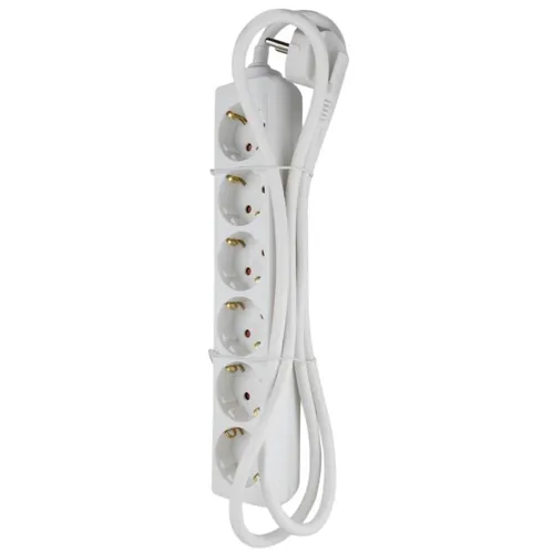 REV Steckdosenleiste 6-fach, Schuko, 512392555, 5 m Kabel, Drinnen, Weiß