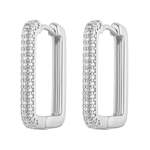 Heideman Ohrringe Odilla Damen - Elegante Edelstahl Creolen - Ohrringe für Damen aus hochwertigem, hypoallergenem Edelstahl in Silber, Gold und Roségold. Mit stilvollem kantigen Design und funkelndem Stein – ideal für jeden Anlass!