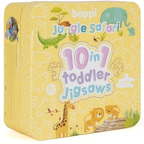 Progressive Puzzles für Kleinkinder ab 18 Monaten - Dschungeltier-Kleinkindpuzzles/Entwicklungsspielzeug für Kinder - Dschungelsafari-Puzzle von boppi Hergestellt aus 100% recyceltem Karton 10