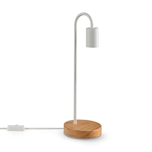 Paco Home Tischlampe E14 - Minimalistisch Skandinavisch mit Holzfuß - Tischlampe im skandinavischen Design, kombiniert minimalistischen Stil mit einem eleganten Holzfuß. Ideal für Nachttisch oder Büro. E14 Leuchtmittel kompatibel.