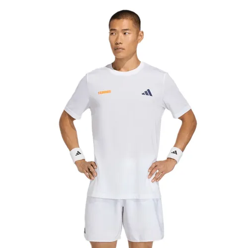 adidas Tennis Tshirt Hot Egg Graphic (Baumwollmix) weiss Herren, Größe: L