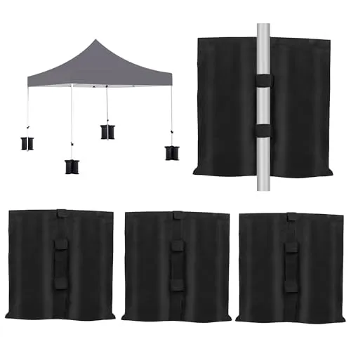 Pavillon Sandsäcke, Gewichte für Gazebos, Zelte, Freiluftpavillons, Passend für Carport Bausätze, Faltenbare SchirmstäNder, Oxford Wasserschutz Gewichtstaschen, Schwarz, 4er Set( 44 * 41 cm)