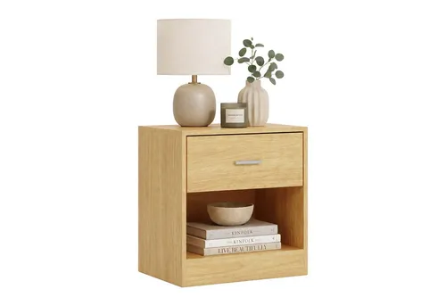 Relaxdays Nachttisch mit Schublade, HBT: 41x39x28 cm, hellbraun