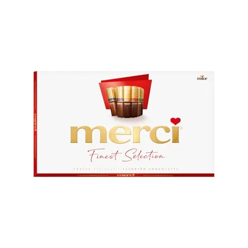 merci Finest Selection Pralinenbox 400 g – Erlesene Schokoladen-Spezialitäten - Genießen Sie die exquisite merci Finest Selection mit 8 unwiderstehlichen Sorten. Ideal zum Teilen und Verschenken – ein perfektes Geschenk für jeden Anlass!