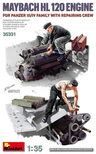 Maybach HL 120 Engine for Panzer III/IV Family w/Repair Crew / 1:35 - Miniart