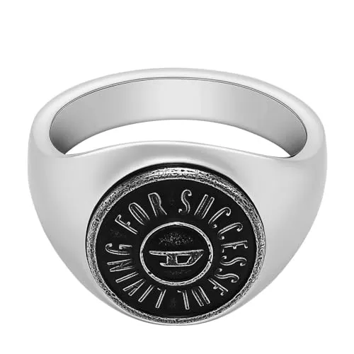 Diesel Herren-Siegelring Edelstahl, DX146304011.5 - Eleganter Siegelring aus poliertem Edelstahl, in mehreren Größen erhältlich und perfekt für stilbewusste Herren.