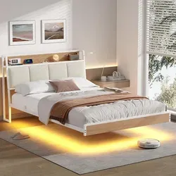 KIMENICH Polsterbett 140 x 190 cm mit USB-Ladefunktion und LED-Beleuchtung - Modernes Polsterbett mit funktionaler LED-Beleuchtung und praktischen USB-Anschlüssen. Ideal für ein stilvolles und aufgeräumtes Schlafzimmer.