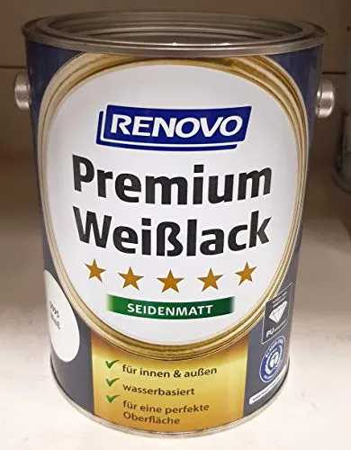 Produktbild RENOVO Premium Weisslack 2,5 Liter seidenmatt Weiss