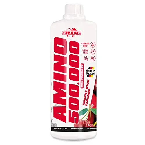 BWG Amino 500.000 Flüssig - Aminosäuren Komplex (mit BCAA`S - hochdosiert, mit Vitamin B6, optimiert, ohne Zuckerzusatz, kalorienarm) 1000ml