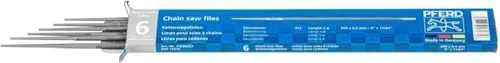 PFERD TOOLS Kettensägefeilen, 6 Stück, rund, 200mm x 5,5mm, Spiralhieb, Premium Line, 11041203 - für das manuelle Schärfen von Sägeketten