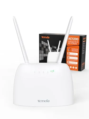 Tenda 4G07 4G LTE WLAN Router - CAT4, AC1200 Dualband, extrem schnelle Download-Geschwindigkeiten bis zu 150 Mbit/s, ideal für Gaming und 4K Streaming