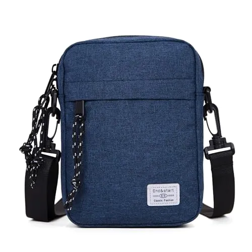 Handy Umhängetasche Herren Blau, Herrentasche zum Umhängen Klein, Handy Schultertasche Holster Satchel Seitentasche Handtasche Geldbörse Umhängetaschen Handytasche mit Schulterriemen Handy Brieftasche