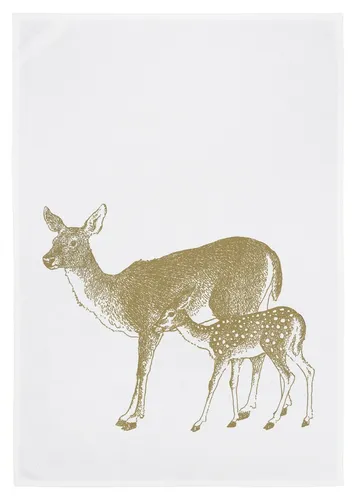 Geschirrtuch, Küchentuch REH weiß | Siebdruck 17;30 HAMBURG