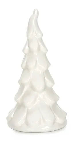Weißer Weihnachtsbaum aus Keramik, eingeschneiter Tannenbaum als Weihnachtsdeko oder Winterdeko, Größe (BxH) ca. 10 x 18 cm