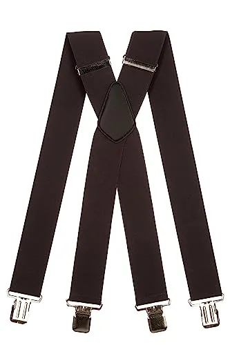 Olata Hosenträger Herren/Breite Hosenträger X-Form mit überkreuzten Riemen - 5 cm. Dunkelgrau