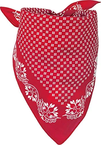 styleBREAKER Damen Bandana Tuch im Vintage Blumen Muster | quadratisches Halstuch aus Baumwolle | vielseitig tragbar als Kopftuch oder Dreieckstuch, Farbe:Rot-Weiß