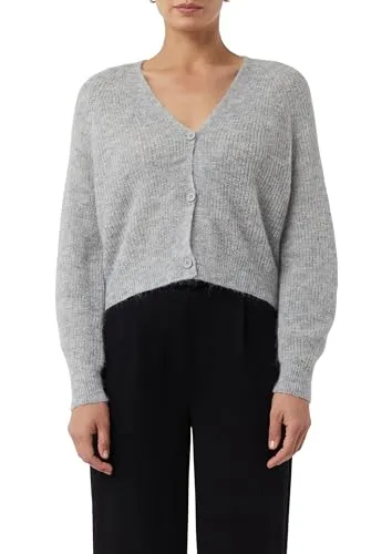 comma casual identity Cardigan – Bequemer Alpakamix mit V-Ausschnitt - Strickjacke in Grau, taillenlang und relaxed fit. Ideal für einen lässigen Look und perfekten Tragekomfort dank hochwertigem Alpakamix.