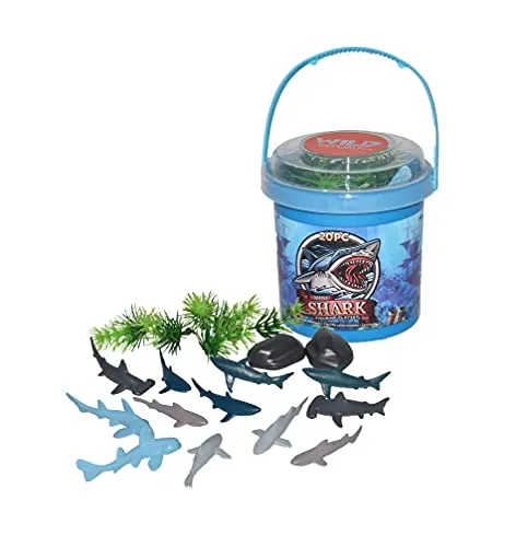 Wild Republic Adventure Bucket Mini Hai, Geschenk für Kinder, Sandspielzeug mit Spielzeugfiguren, Sensorisches Spielzeug