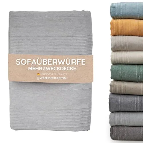 Jarapa Home Tagesdecke Baumwolle Wohndecke – Sofadecke Sofaüberwurf Bettüberwurf Überwurfdecke für Sofa & Bett – Mehrzweckdecke Couch Überwurf Plaid – Dünne gesteppte Decke