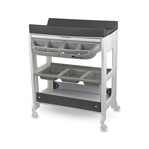 Bebeconfort Dolphy 2-in-1 Baby Badewanne & Wickelkommode - Wickeltisch mit integrierter Badewanne, mobil dank 4 Rollen, bietet viel Stauraum und eine gepolsterte Wickelauflage für sicheren Komfort.