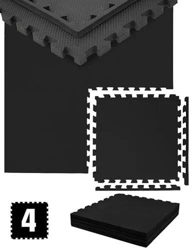 eyepower 2cm Extra-Dick Trainingsmatte - 1m² Bodenschutzmatte für Fitness und Sport - Turn- & Bodenmatte aus 4 Puzzleteilen, schalldämmend und rutschfest, ideal für dein Homegym und vielseitig einsetzbar – von Fitness bis Kinder spielen.