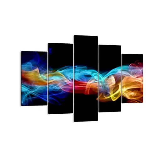 ARTTOR Bilder auf Leinwand 150x100cm Leinwandbild Abstrakt luft bunt figur Groß XXL Wanddeko Bild Schlafzimmer Set 5 teilige Wandbilder Dekoration Wohnzimmer Canvas Wand Kunstdruck Art EA150x100-2171