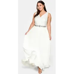 Sheego Damen Abendkleid mit Paillettendekoration - Elegantes Abendkleid in großen Größen mit funkelnden Pailletten, einem gesmokten Rücken und fließendem Chiffonrock – perfekt für besondere Anlässe!