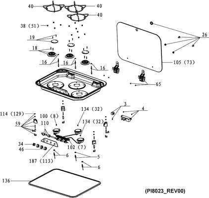 Dometic Glasdeckel 4453001418 für Gaskochfeld HBG 3445