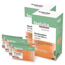 Genius Feelvita Nutrition NeoXanthin 56 Sachets - Praktisches Doppelpack mit 56 Sachets für eine bewusste Ernährung. Einfach in Wasser auflösen und unterwegs genießen – ideal für die tägliche Nährstoffversorgung!