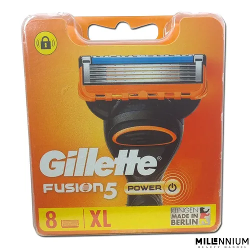 Gillette Fusion5 Power 8-Pack Rasierklingen - Hochwertige Ersatzklingen für perfekte Rasur - Herren Rasierklingen, 8 hochwertige Klingen aus rostfreiem Stahl für ein sanftes und präzises Rasurerlebnis, kompatibel mit mehreren Gillette Modellen.