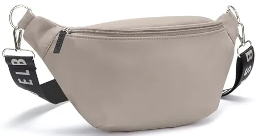 Elbsand Bauchtasche Umhängetasche - Vegane Crossbody Bag in Sand - Gürteltasche aus 100% Textilmaterial, umweltfreundlich und stylish. Ideal für unterwegs mit praktischem Reißverschluss und cleanem Design.