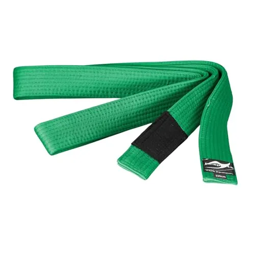Ju-Sports BJJ Kindergürtel - grün, Baumwolle 4cm breit I BJJ Gürtel mit schwarzem Abschnitt für Zwischenstufen I Mehrfach gesteppt I 260 cm