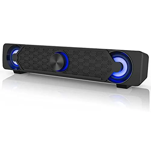 Smalody Soundbar - USB Gaming-Lautsprecher mit LED-Lichtern - Sonstige Multimedia-Soundbar mit beeindruckendem 2 x 5 W Stereo-Klang und RGB-Beleuchtungseffekt, ideal für PC, Laptop und Spiele, um die Atmosphäre zu verstärken.