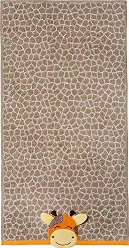 Erwin Müller Kinder-Badetuch Giraffe 70x140 cm - Babybadetücher & Kapuzenhandtücher - Weiches Walk-Frottier-Badetuch mit coolem Giraffenmuster und 3D-Applikation, saugstark und strapazierfähig, ideal für den Spaß beim Abtrocknen.