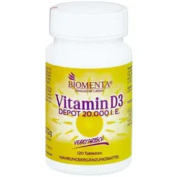 Biomenta Vitamin Depot D3 20.000 I.e. Vegetar.tab. - Arzneimittel zur Unterstützung des Immunsystems, hochdosiertes Vitamin D3 für vegane Ernährung, ideal für die Knochengesundheit.