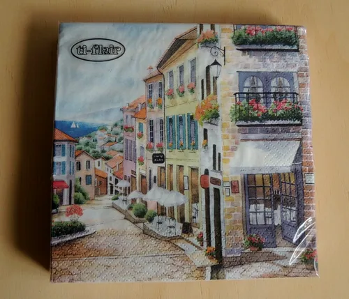 Servietten Bistro Restaurant Meer Straße Urlaub Häuser 1 Packung OVP Motivse 20