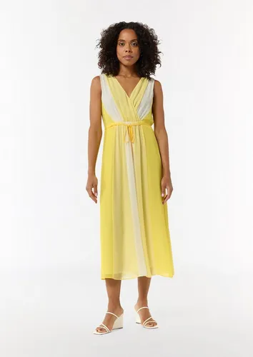 comma Midikleid Chiffon-Kleid mit elastischer Taille in gelb von comma,